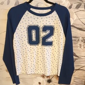 Girl's Blue and White Long Sleeve Tee